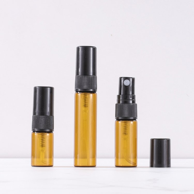 2ml 3ml 5ml 10ml amber glass atomiser bottle with gold spray top