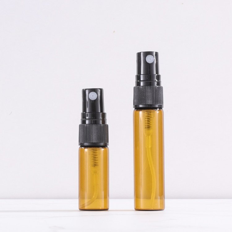 2ml 3ml 5ml 10ml amber glass atomiser bottle with gold spray top