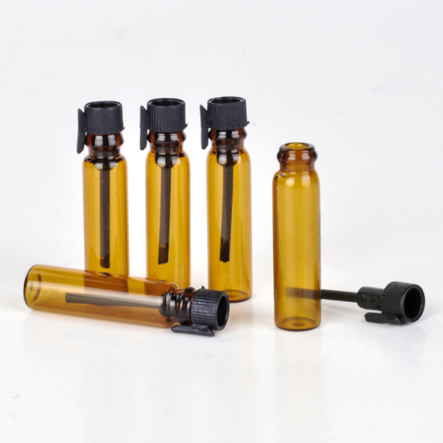 1ml 2ml Empty Amber Glass Bottle Glass Vial with Black Applicator