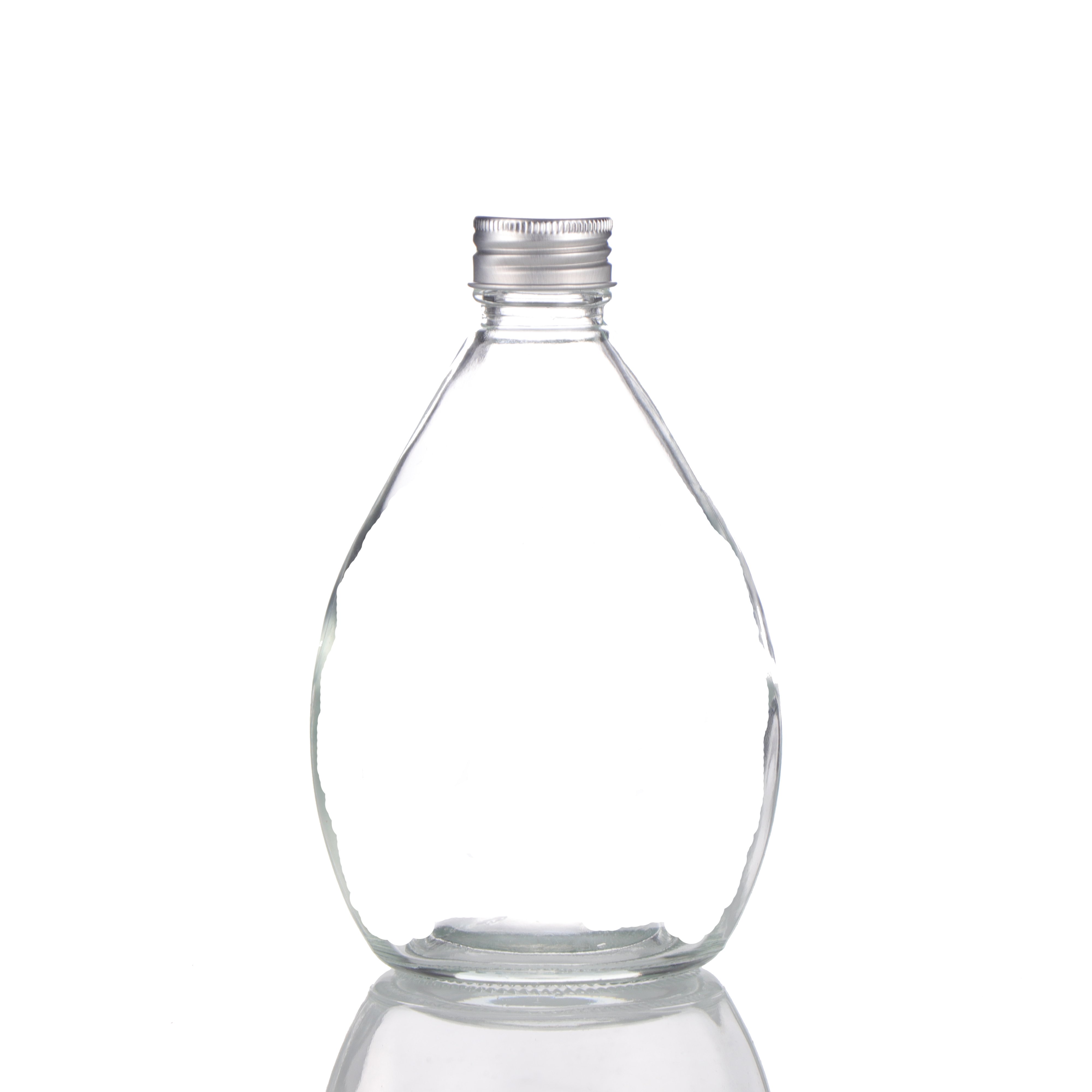 Factory Custom Round 12oz 350ml Glass Juice Bottle And Caps