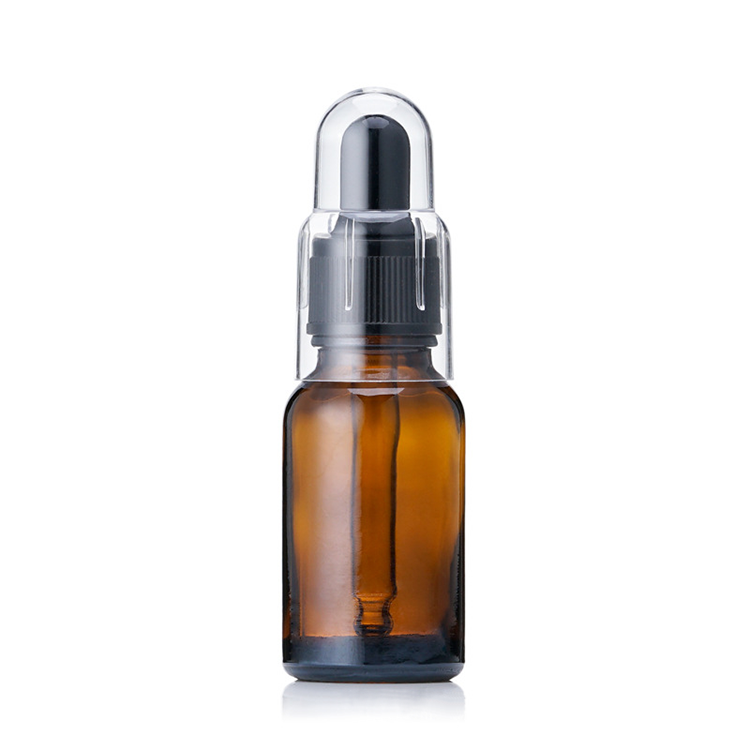 Customized refillable 15 ML 0.5oz 0.5 OZ Glass Dropper bottle With Transparent Clear Hood Lid Cover