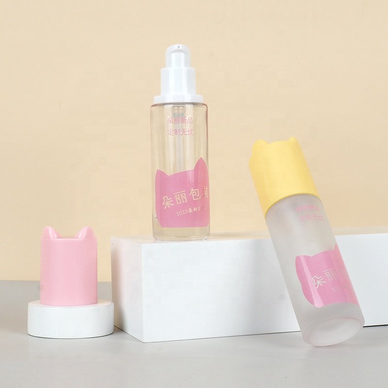 New style 30ml Cute cat ears children's liquid foundation glass bottle lotion bottle customization in factory stock