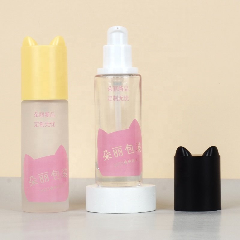 New style 30ml Cute cat ears children's liquid foundation glass bottle lotion bottle customization in factory stock
