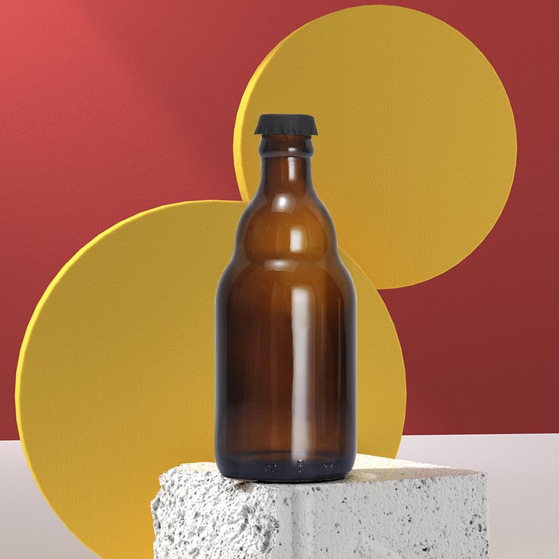 Wholesale 230ml round amber beer glass bottle with crown lid