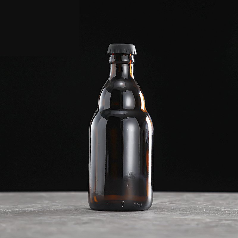 Wholesale 230ml round amber beer glass bottle with crown lid