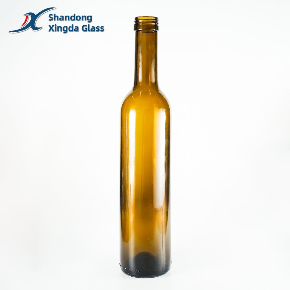 Xingda Custom Round Dark Green Glass Essential Oil Bottle Vinegar Bottle Olive Oil Glass Bottle Factory