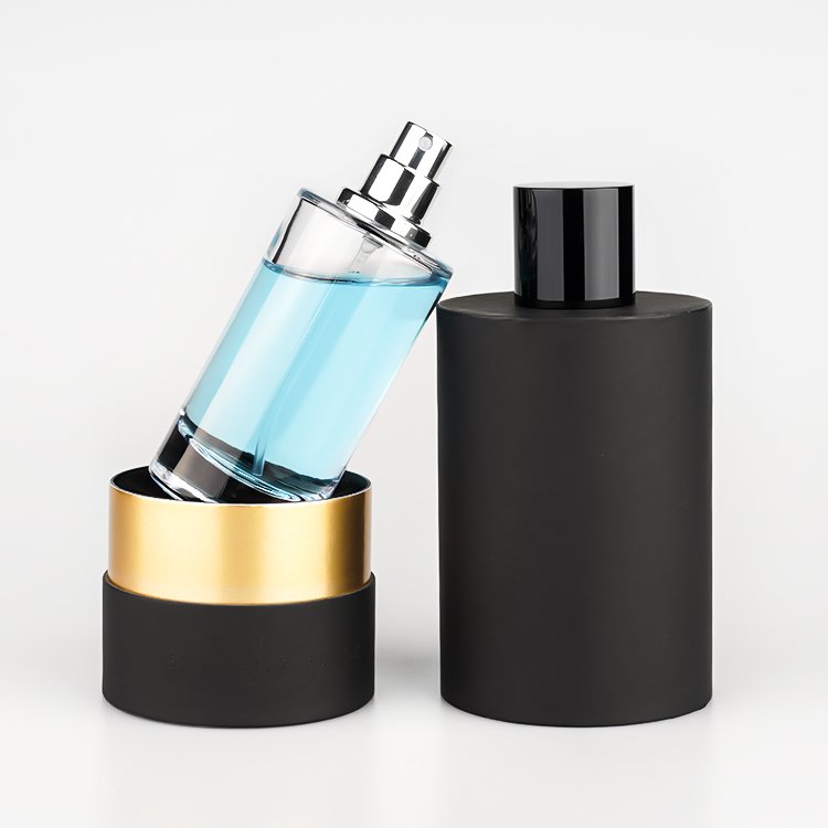 Wholesale clear cylinder 50 ml 100 ml empty perfume spray glass bottle with customized magnetic cap