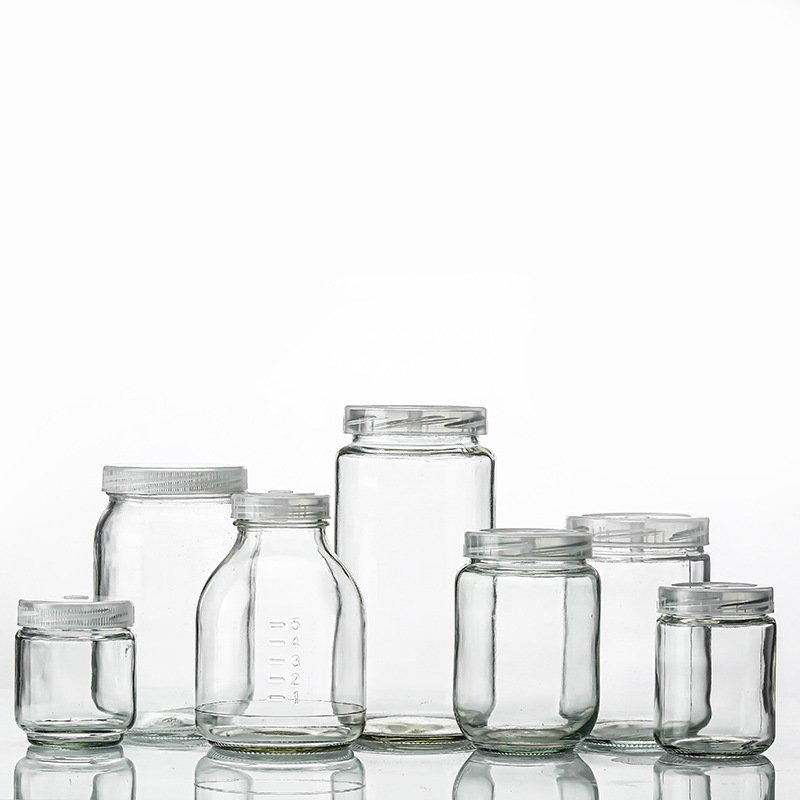 Wholesale transparent tissue culture plant glass bottles with plastic caps for strain tissue culture Cordyceps reagent bottles