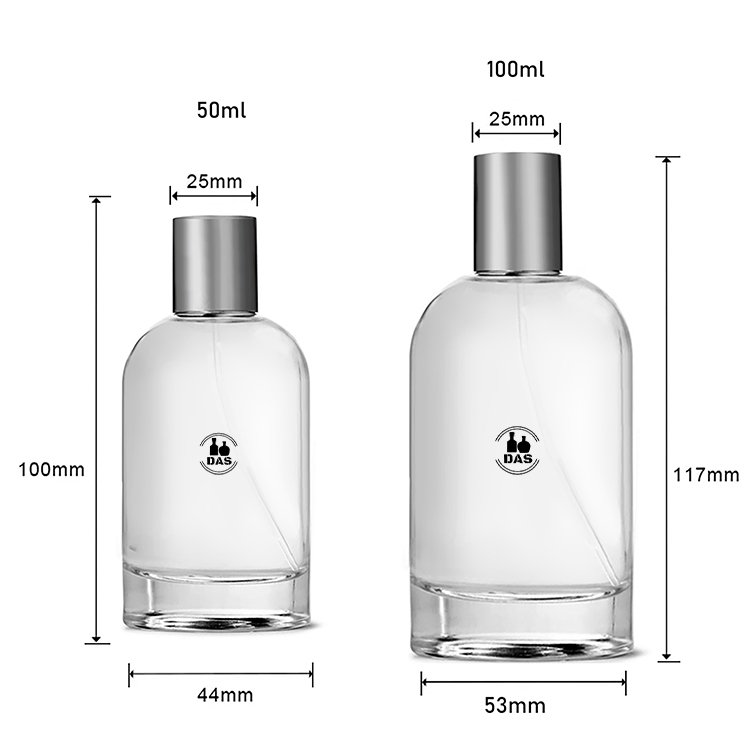 China Luxury Empty 50ml 100ml Clear Travel Round Personalised Refillable Mist Pump Spray Glass Perfume Bottle With Screw Lids