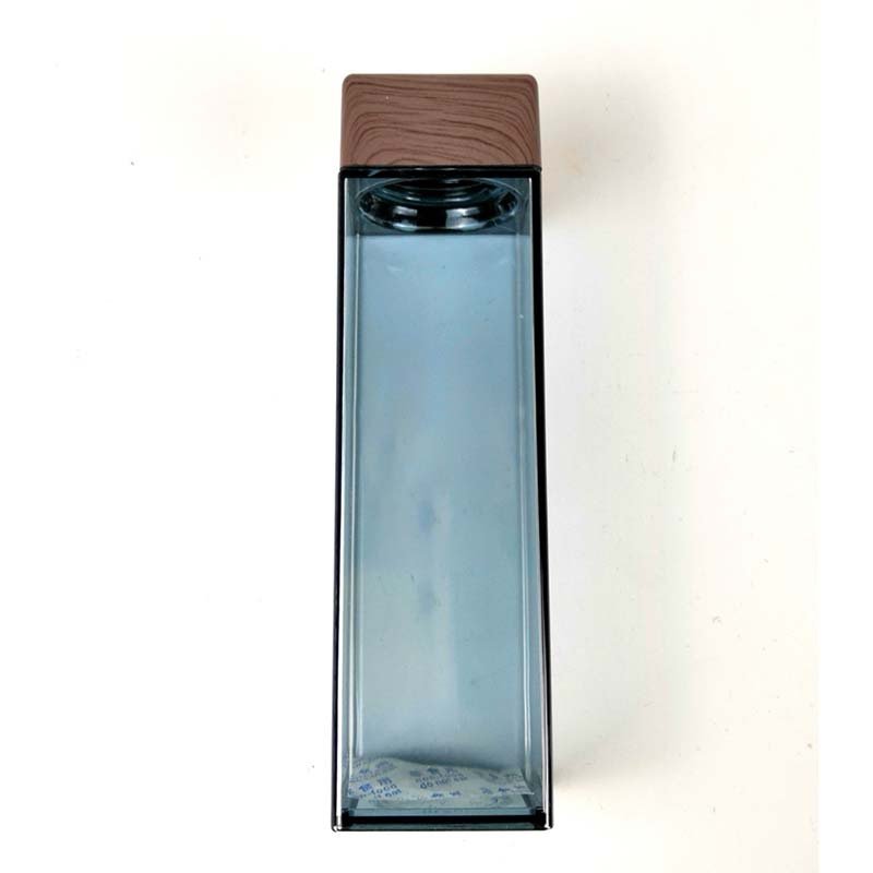 Amazon hot selling 480ML promotion gift custom logo square clear drinking plastic water bottle with wooden lid