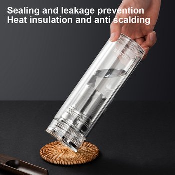 Premium Custom Logo Borosilicate Glass Water Bottle with Tea Infuser Business Water Flask Sturdy Glass Water Bottle