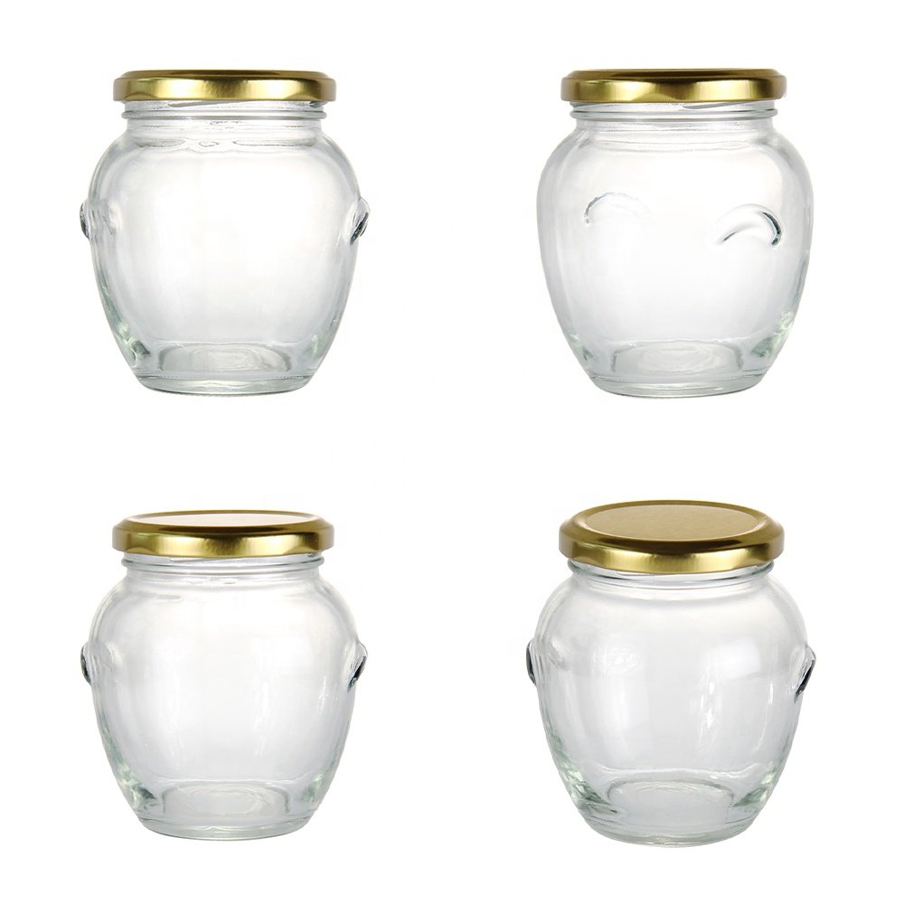 Wholesale Cheap Price Unique Shape 380ml 12oz Honey Jar Jam Chili Sauce Glass Bottle With Metal Lid