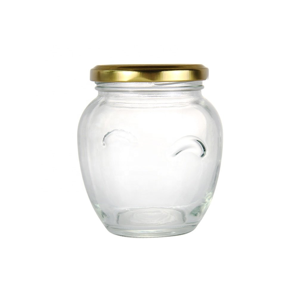 Wholesale Cheap Price Unique Shape 380ml 12oz Honey Jar Jam Chili Sauce Glass Bottle With Metal Lid