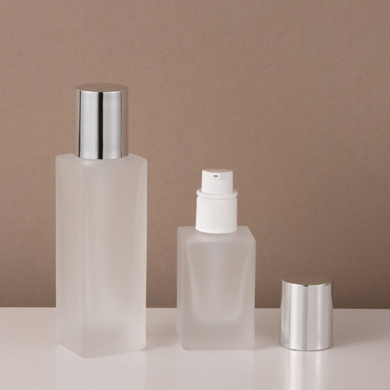 Skin care glass bottle 120ml frosted glass bottle bright silver cover Face cream Face cream separate bottle can be printed logo