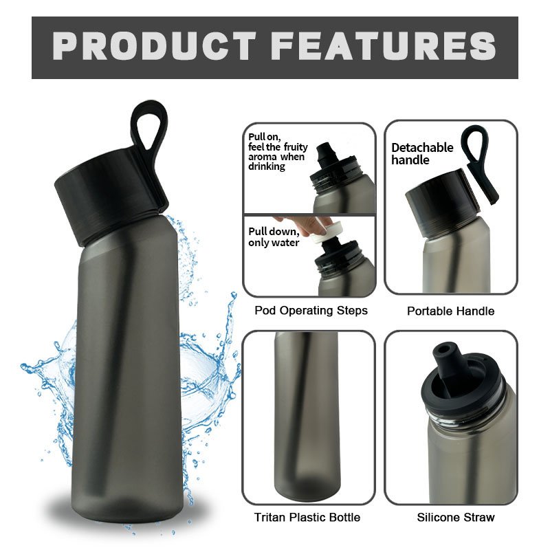 Custom Logo Scent Air Flavored Water Bottle Leak Proof BPA Free Tritan Flavoured Water Bottle with Flavor Pods for Fitness Gym