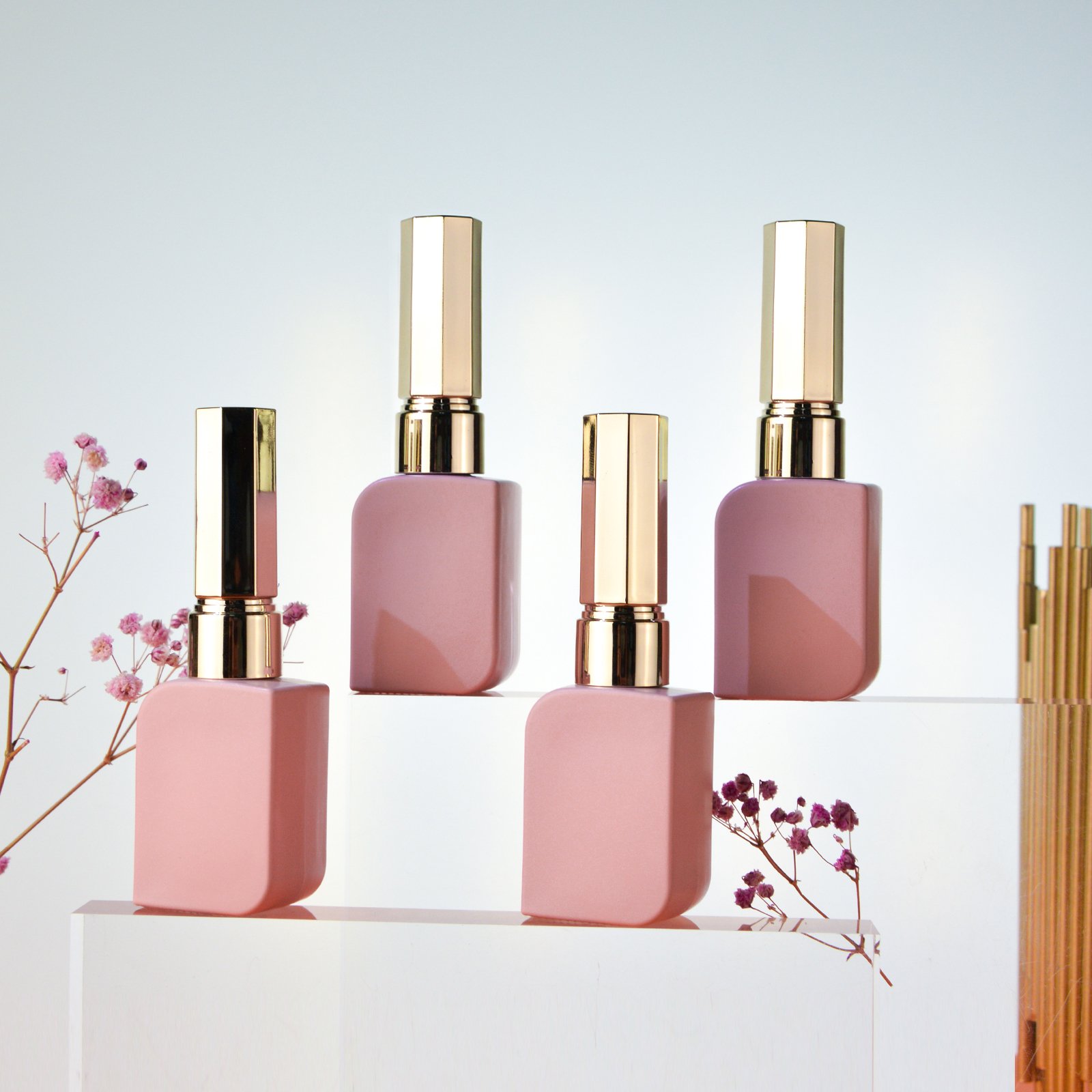 Manufacture OEM New Mould 15ml Empty Glass Bottle For Uv Gel Nail Polish Custom Color Pink Black White Gel Polish Bottle