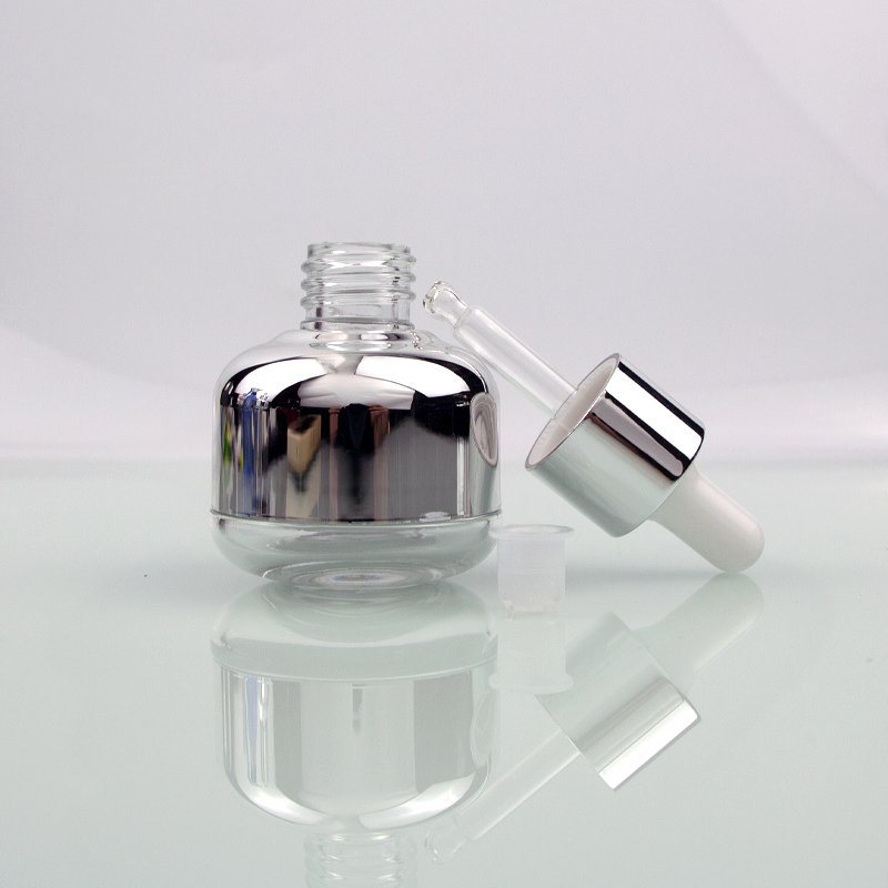 Essential Oil Bottle Serum Bottle Gold Silver Cosmetic Glass Custom Skin Care Bottles Dropper Supplier Packaging Cosmetic 30ml
