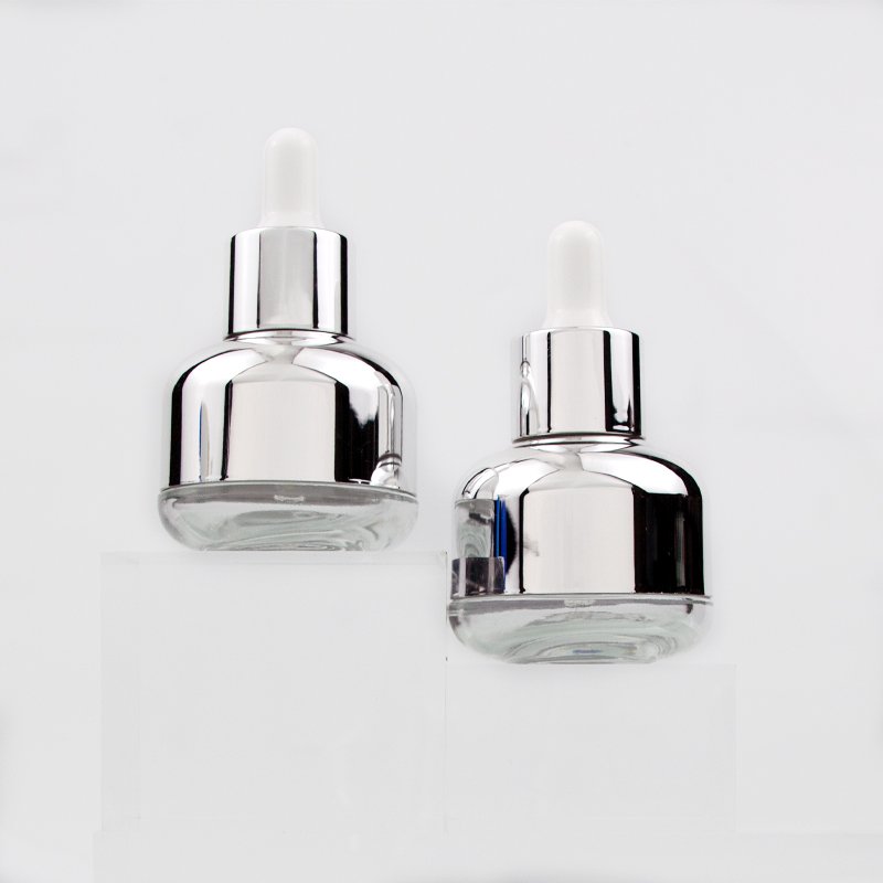 Essential Oil Bottle Serum Bottle Gold Silver Cosmetic Glass Custom Skin Care Bottles Dropper Supplier Packaging Cosmetic 30ml