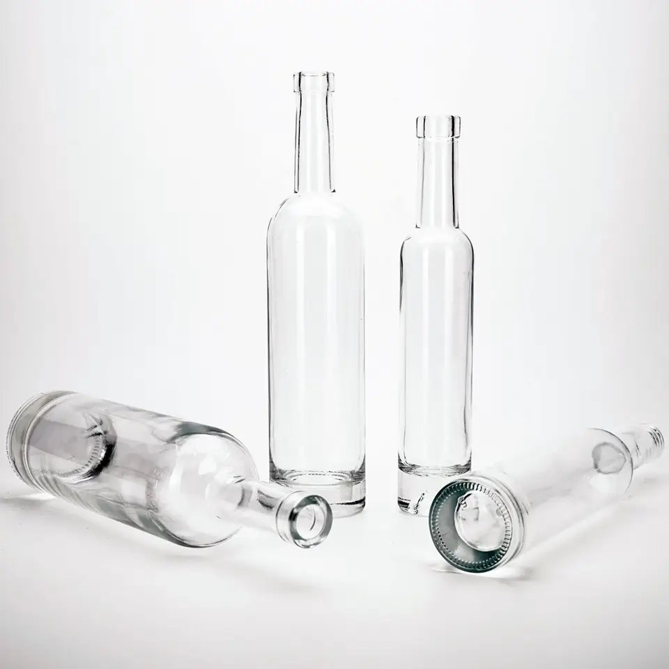 Custom 500ml 700ml 750ml matte black vodka whisky tequila rum liquor spirit glass bottle whiskey wine liquor bottle