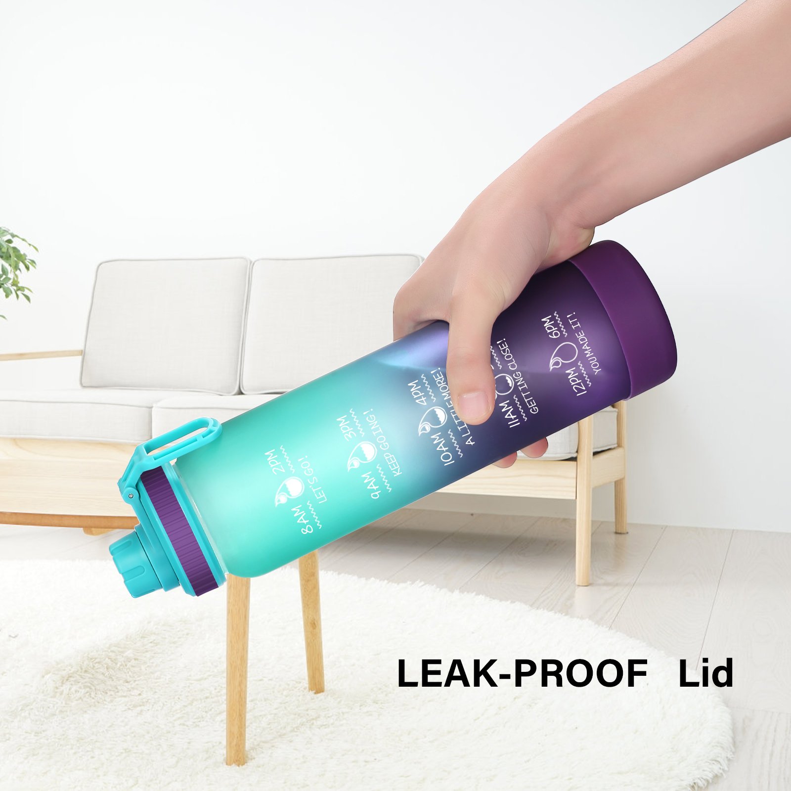 Wholesale Borosilicate Minimalist Drinkware Glass Water Bottle 32oz Time Marker Container Water Colorful Water Glass Bottle