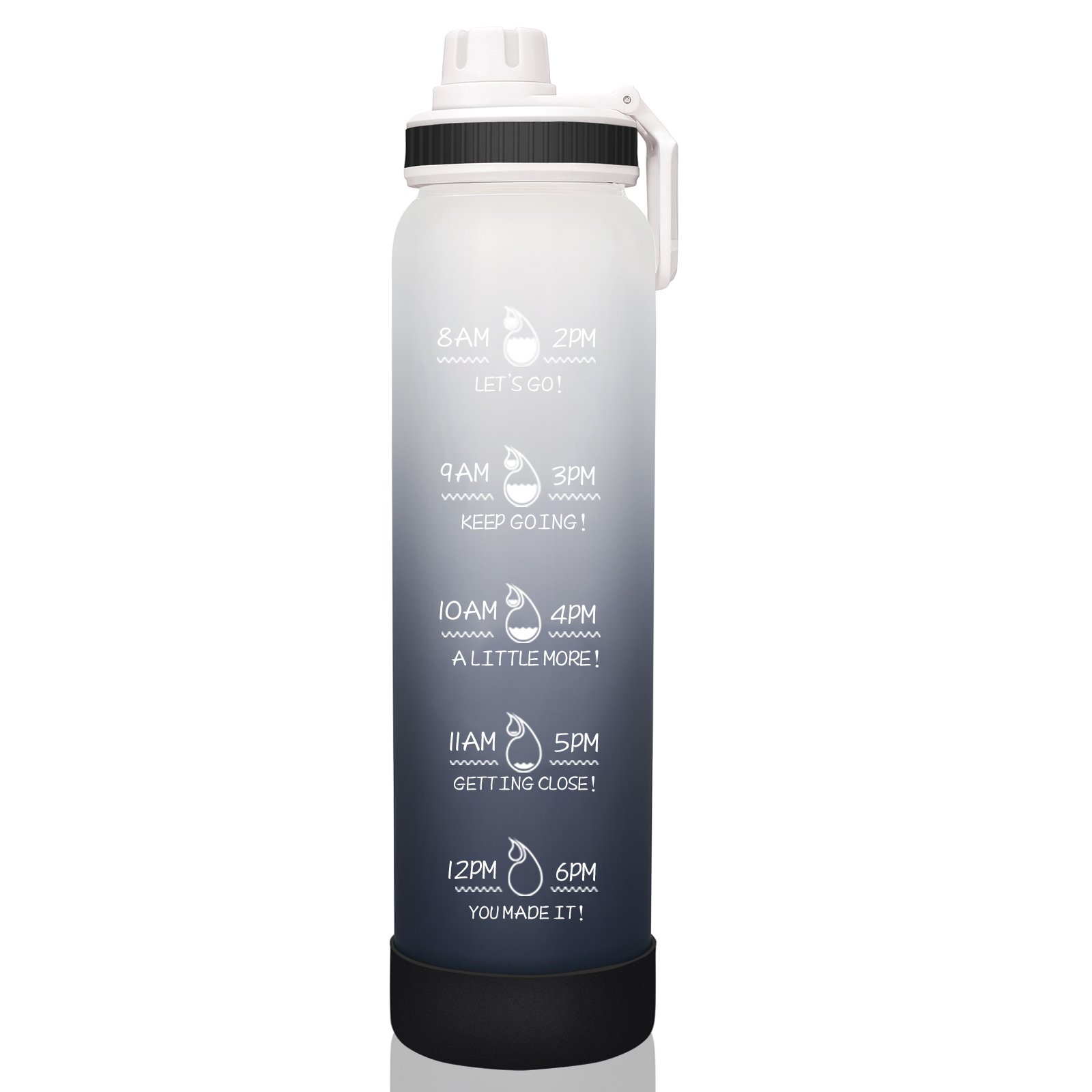 Wholesale Borosilicate Minimalist Drinkware Glass Water Bottle 32oz Time Marker Container Water Colorful Water Glass Bottle