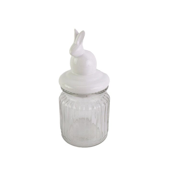 ceramic bunny rabbit cover glass bottle Practical and useful high quality
