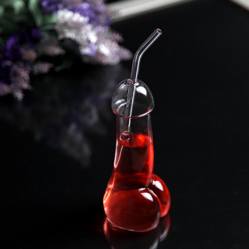 Hot selling penis shaped glass bottle penis cocktail glass bar tableware pure high borosilicate bottle penis shaped shooting gla