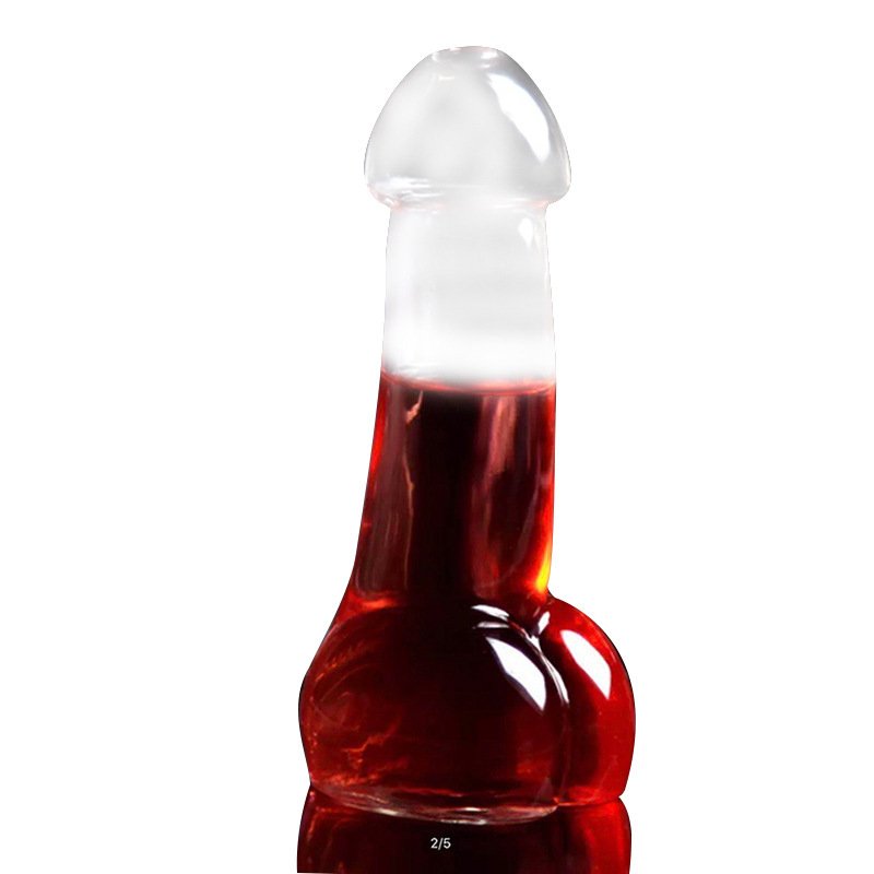 Hot selling penis shaped glass bottle penis cocktail glass bar tableware pure high borosilicate bottle penis shaped shooting gla
