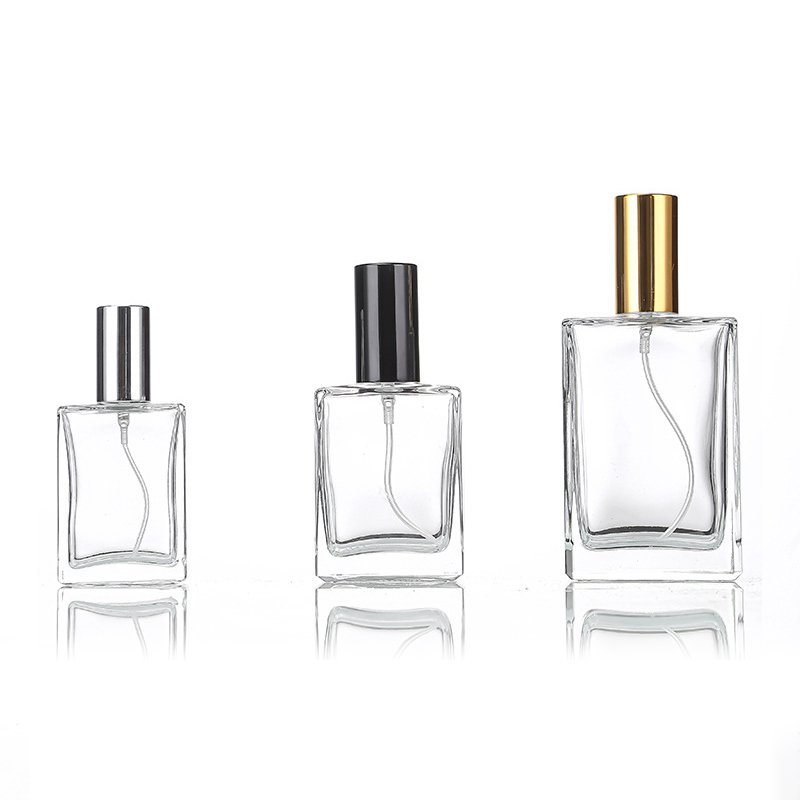 New empty perfume glass bottle square shape 30ml 50ml 100ml customizable portable parfum bottle design