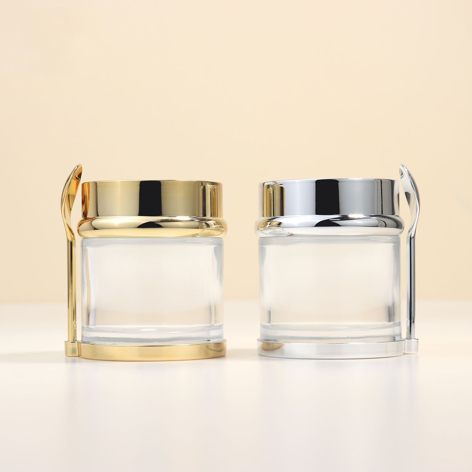 30g 50g 80g bottom scoop gel essence face cream jar cosmetics sub packaging balm glass bottle with spoon