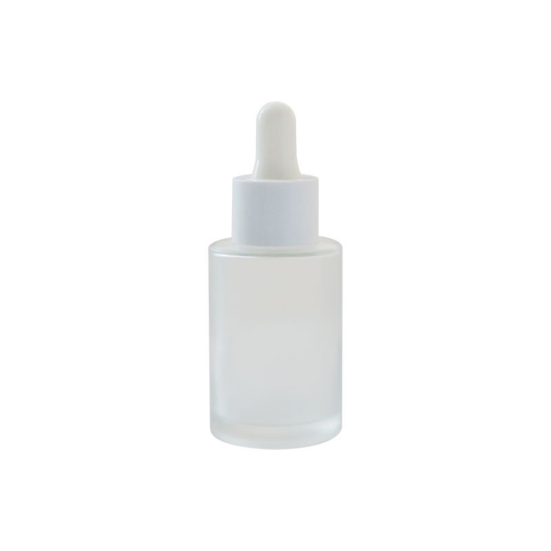 30ml 1oz essential oil serum flat shoulder frosted clear amber glass dropper bottle with pipette