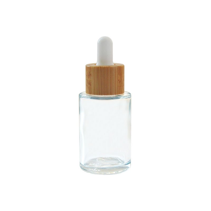 30ml 1oz essential oil serum flat shoulder frosted clear amber glass dropper bottle with pipette
