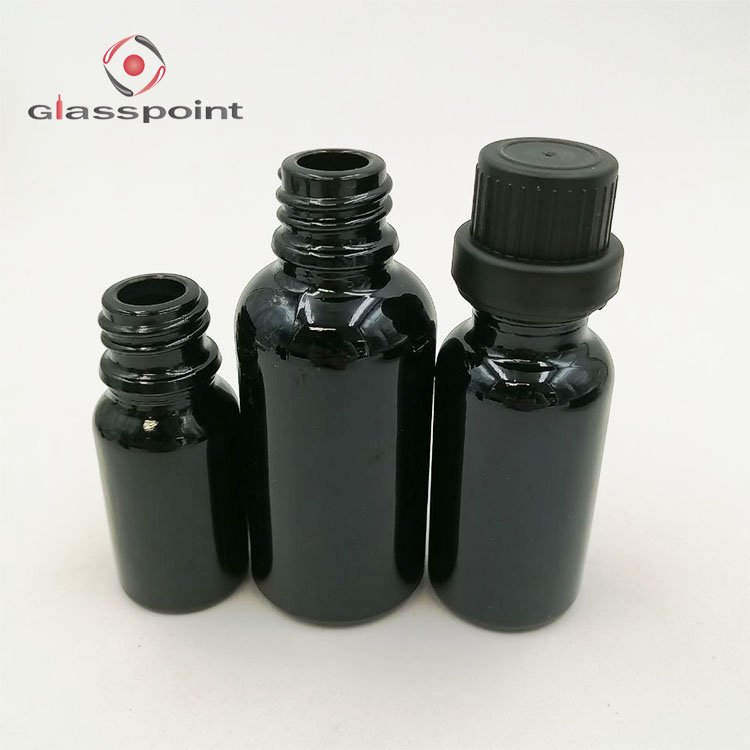 High quality essential oil black glass bottle black