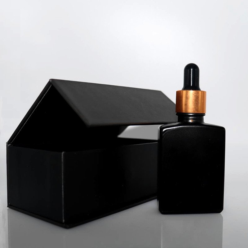 Refillable 30ml 50ml 100ml Clear Flat Shoulder Custom Essential Oil Serum Square Glass Bottle With Dropper