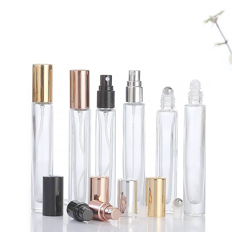 PERFUME Hot Sale Cheap Round Shape Empty 10ml Clear Glass Bottle Essence Oil Metal Ball Roll On Bottles With Caps