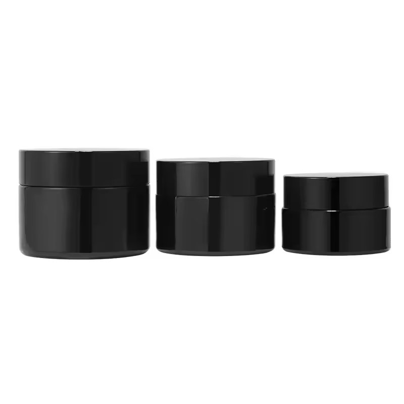 20g 30g 50g Glass Jar Cosmetic Glass Bottle Black Color With Plastic Cap Plastic Cap And liner For lotion Cream Lotion Package