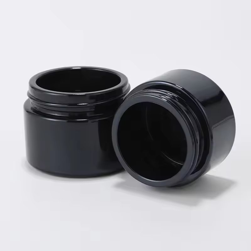 20g 30g 50g Glass Jar Cosmetic Glass Bottle Black Color With Plastic Cap Plastic Cap And liner For lotion Cream Lotion Package
