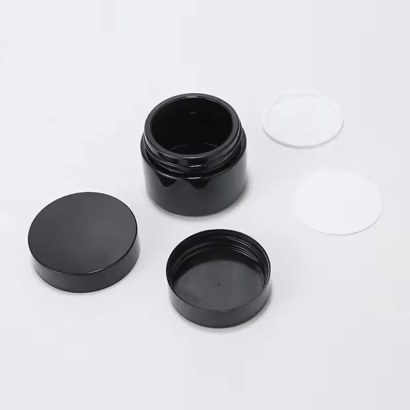 20g 30g 50g Glass Jar Cosmetic Glass Bottle Black Color With Plastic Cap Plastic Cap And liner For lotion Cream Lotion Package