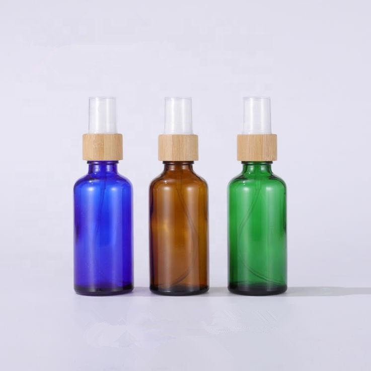green glass spray bottle 5 ml 10 ml 15 ml 30 ml cosmetic bottle 50 ml 100 ml green glass bottle with bamboo spray mist spray