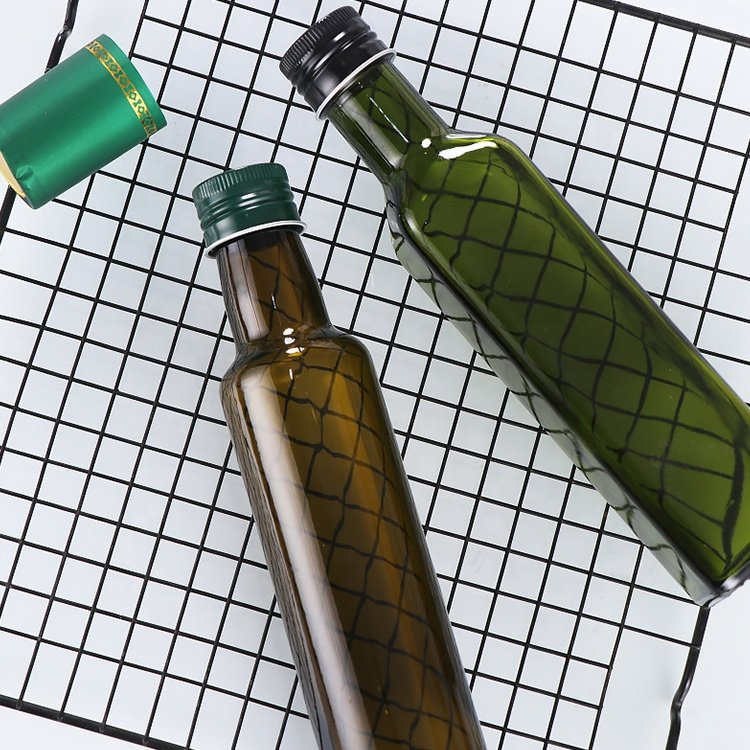 In stock customizable 100ml 125ml 250ml 375ml 500ml 750ml 1000ml square round dark green cooking olive oil glass bottle