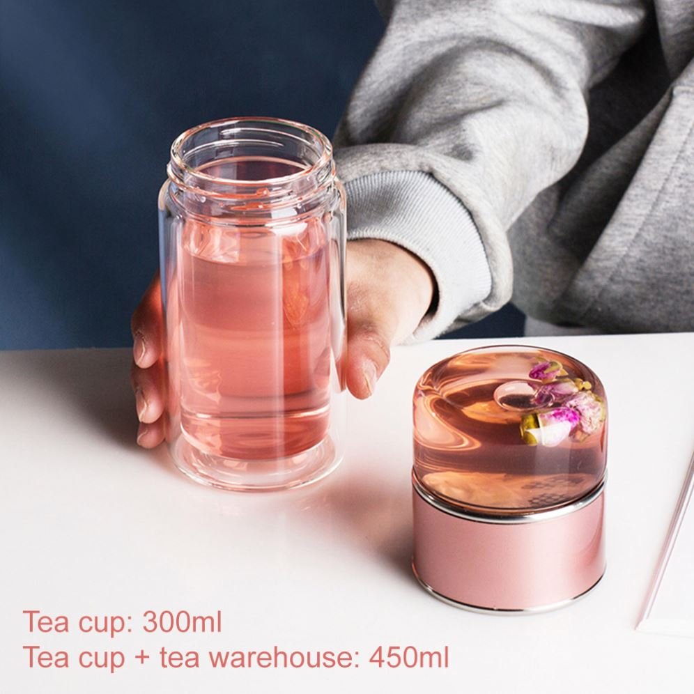 High Waterbottle Quality Double Glass Water Bottle with Case Tea Drink Bottle Infuser Tumbler Drinkware Eco-Friendly Cute Bottle