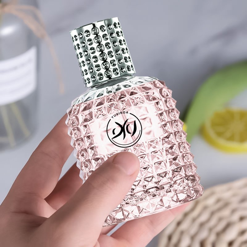 Smoky green red blue frosted vintage 50ml spray perfume bottle empty round glass bottles for perfume with lid