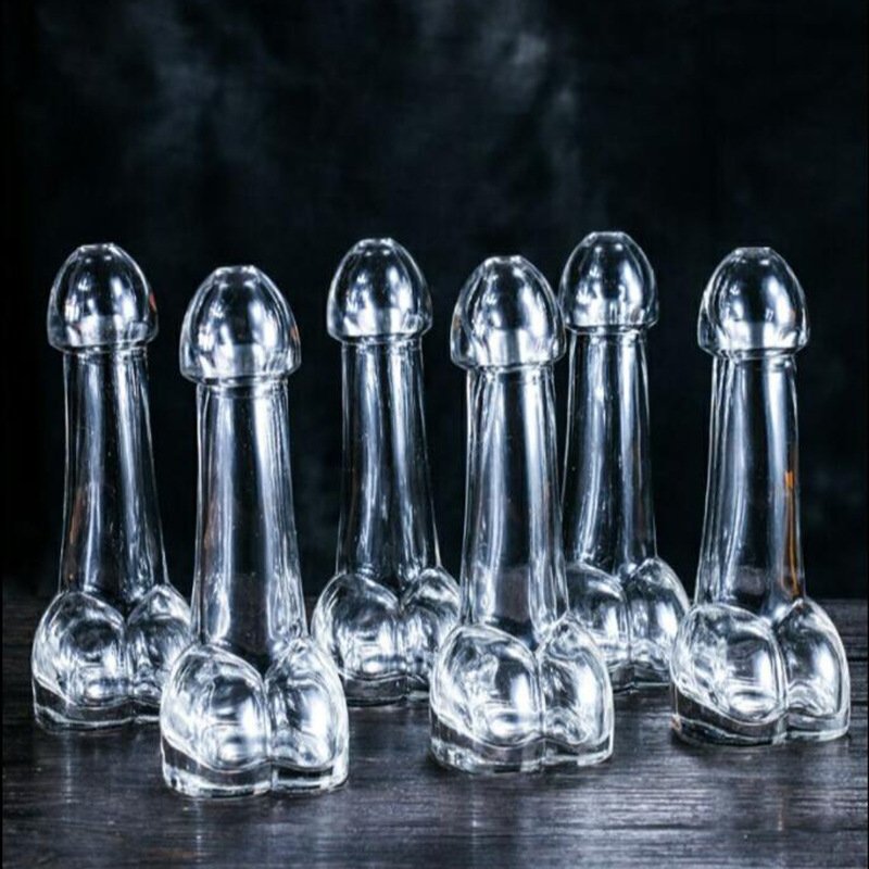 Hot selling penis shaped glass bottle penis cocktail glass bar tableware pure high borosilicate bottle penis shaped shooting gla
