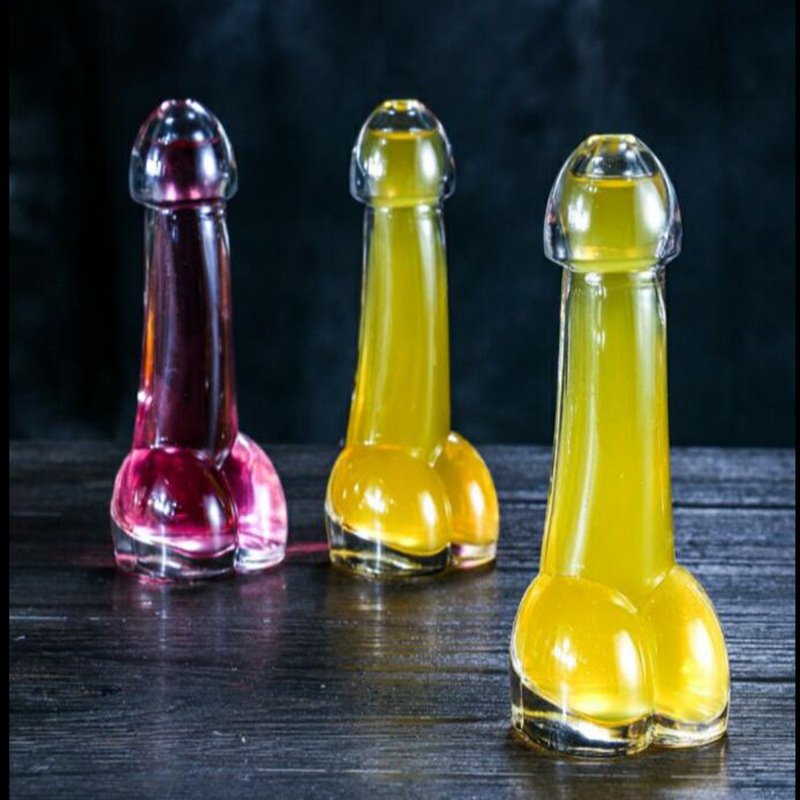 Hot selling penis shaped glass bottle penis cocktail glass bar tableware pure high borosilicate bottle penis shaped shooting gla