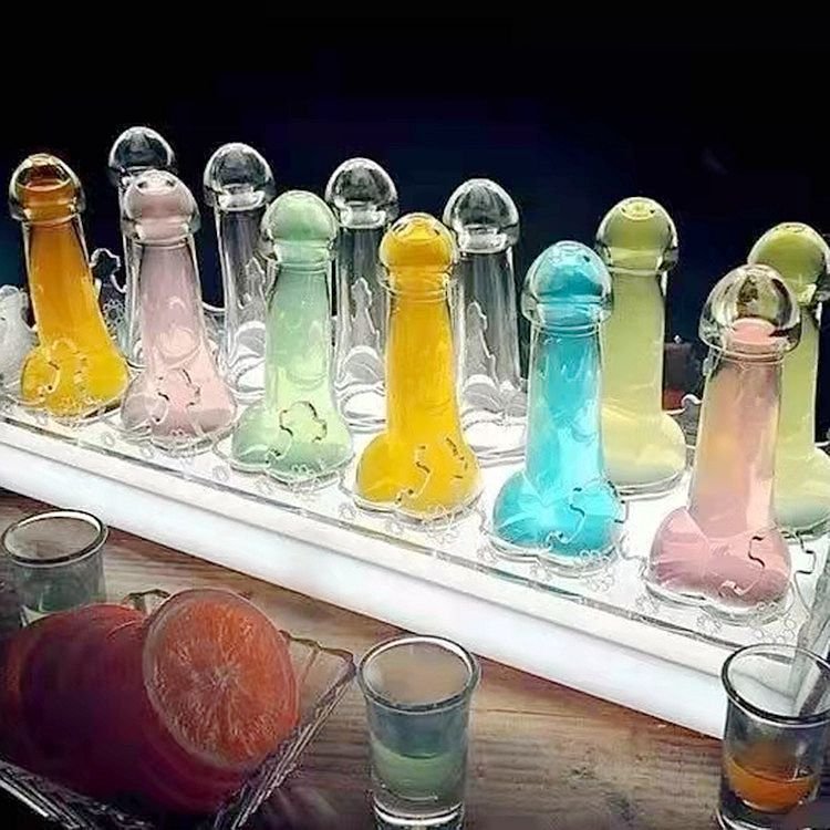 Hot selling penis shaped glass bottle penis cocktail glass bar tableware pure high borosilicate bottle penis shaped shooting gla