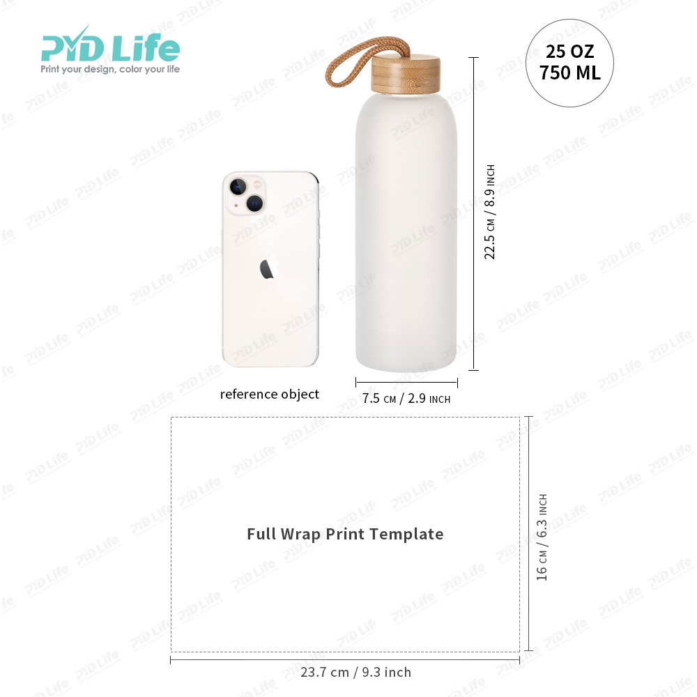 PYD Life 25oz 750ml Wholesale Frosted Drink Tumblers Sports Gym Juice Blanks Glass Sublimation Water Bottle