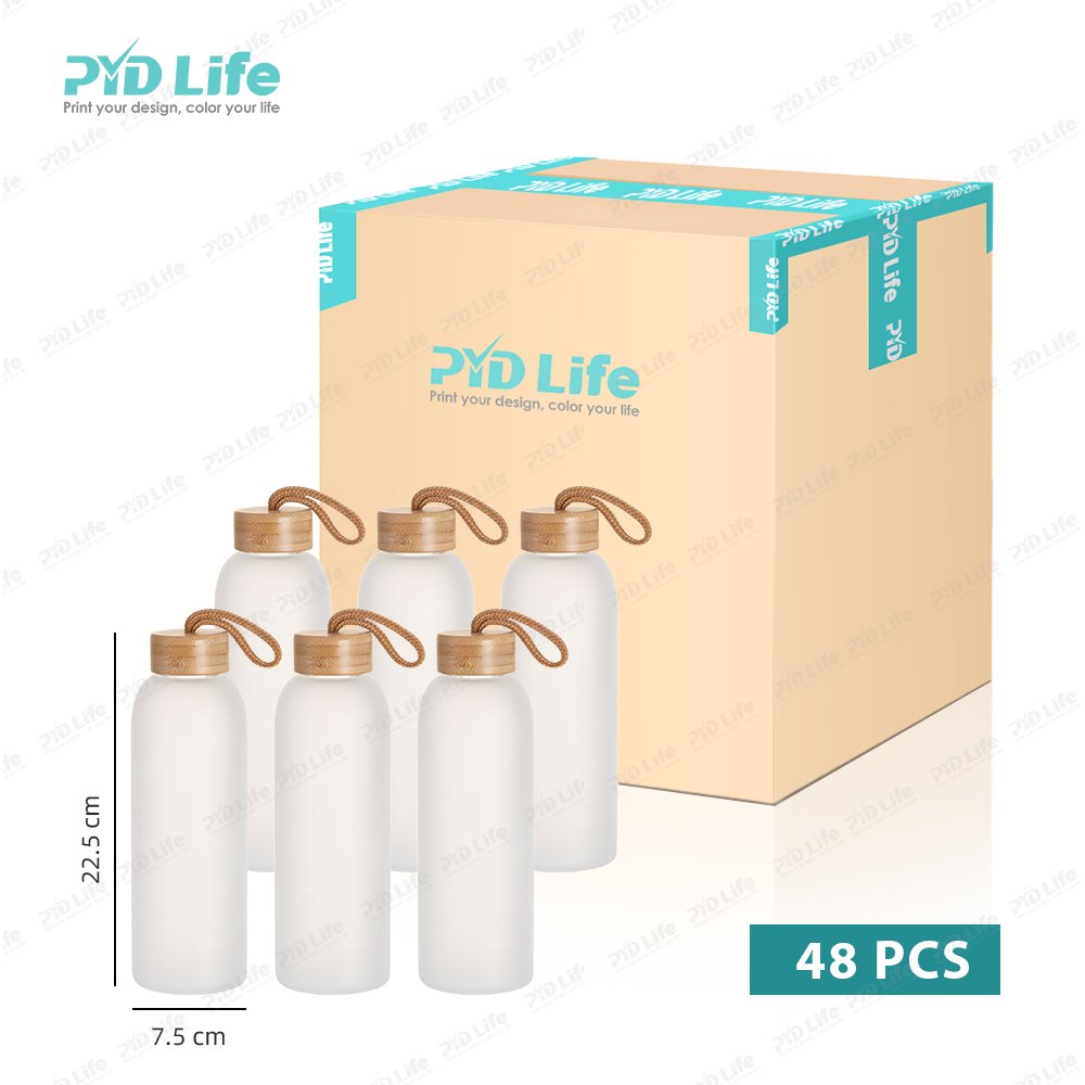 PYD Life 25oz 750ml Wholesale Frosted Drink Tumblers Sports Gym Juice Blanks Glass Sublimation Water Bottle