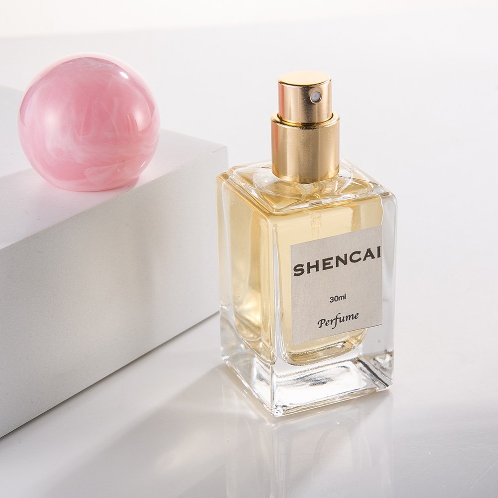 2024 New Custom Round Empty Clear Fragrance Glass Perfume Bottle 30ml 50ml Perfume Spray Glass Bottles With Pink Lid