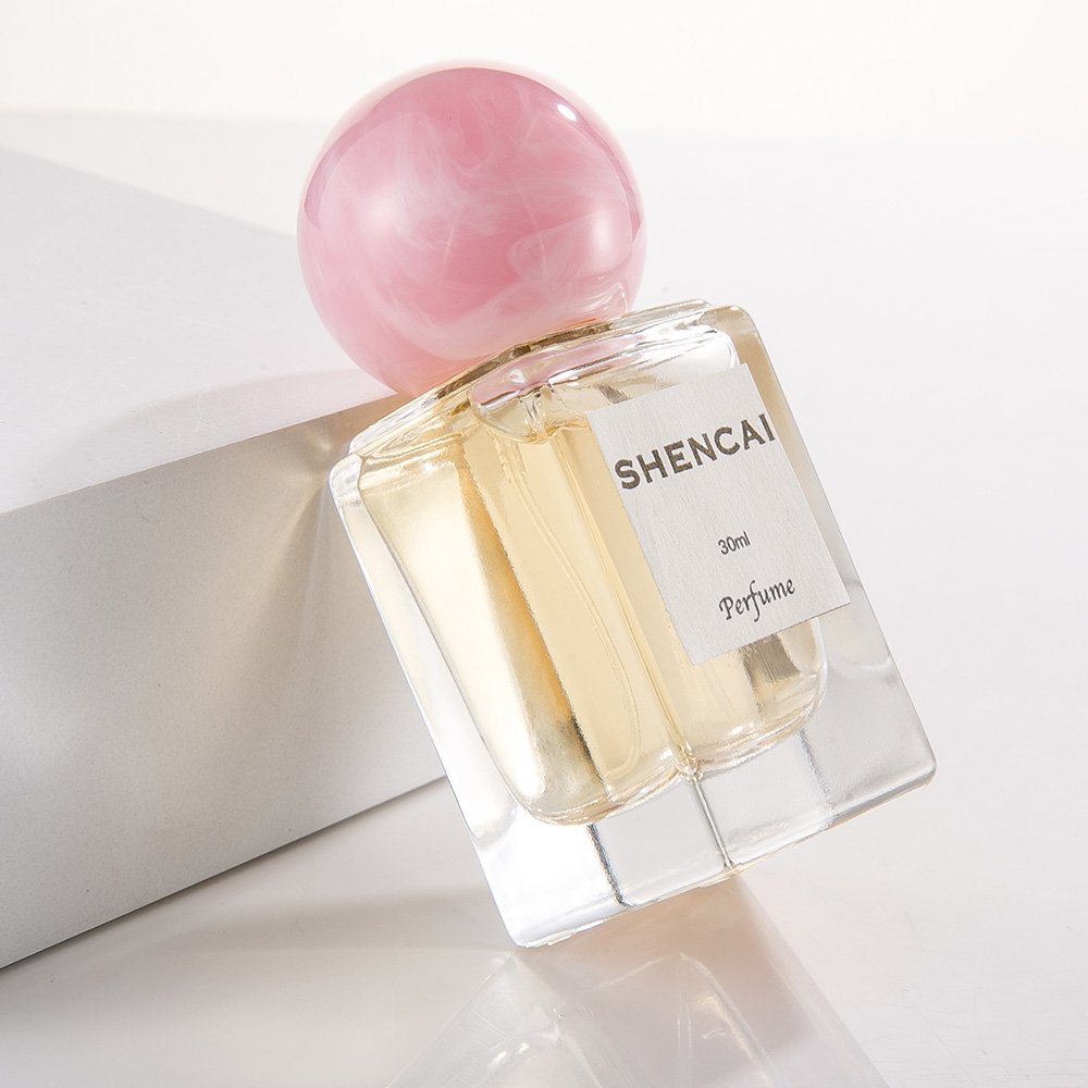 2024 New Custom Round Empty Clear Fragrance Glass Perfume Bottle 30ml 50ml Perfume Spray Glass Bottles With Pink Lid