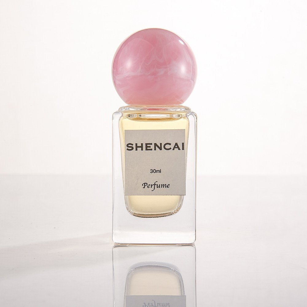 2024 New Custom Round Empty Clear Fragrance Glass Perfume Bottle 30ml 50ml Perfume Spray Glass Bottles With Pink Lid